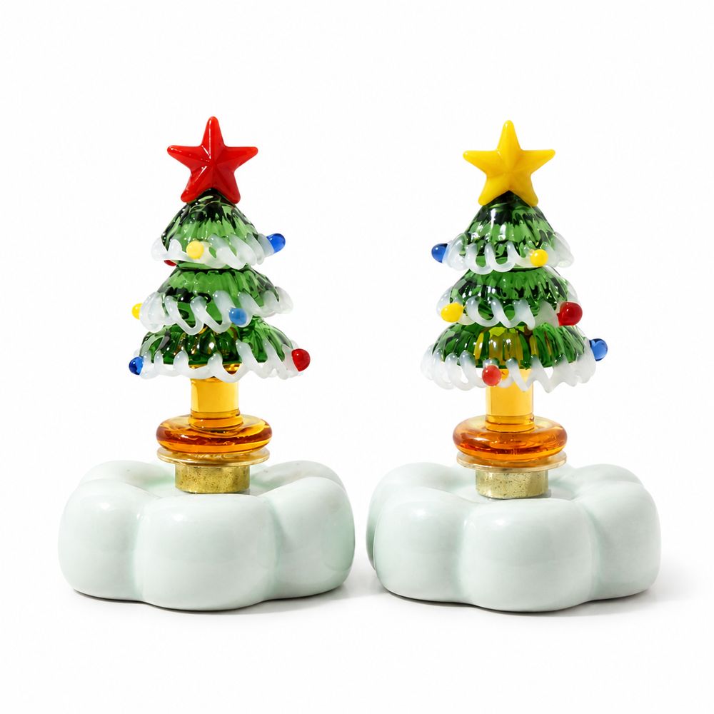 Star Tree Topper - Massiver Glas-Weihnachtsbaum mit Sternspitze und Drehsockel,