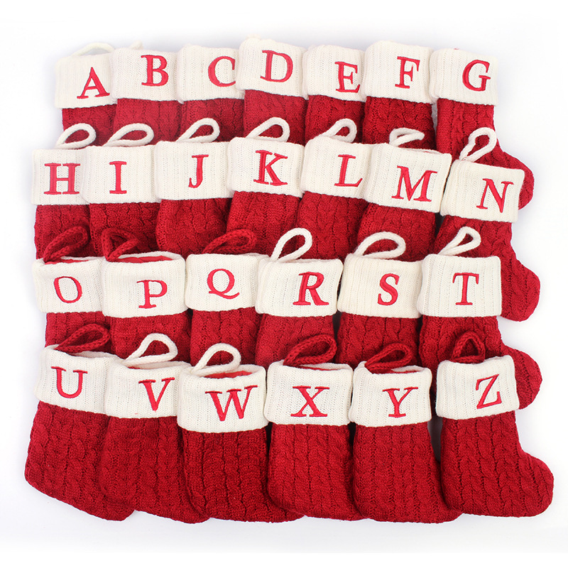 Christmas Stocking Hanging - 1p Weihnachts socken stricken Alphabet Buchstaben