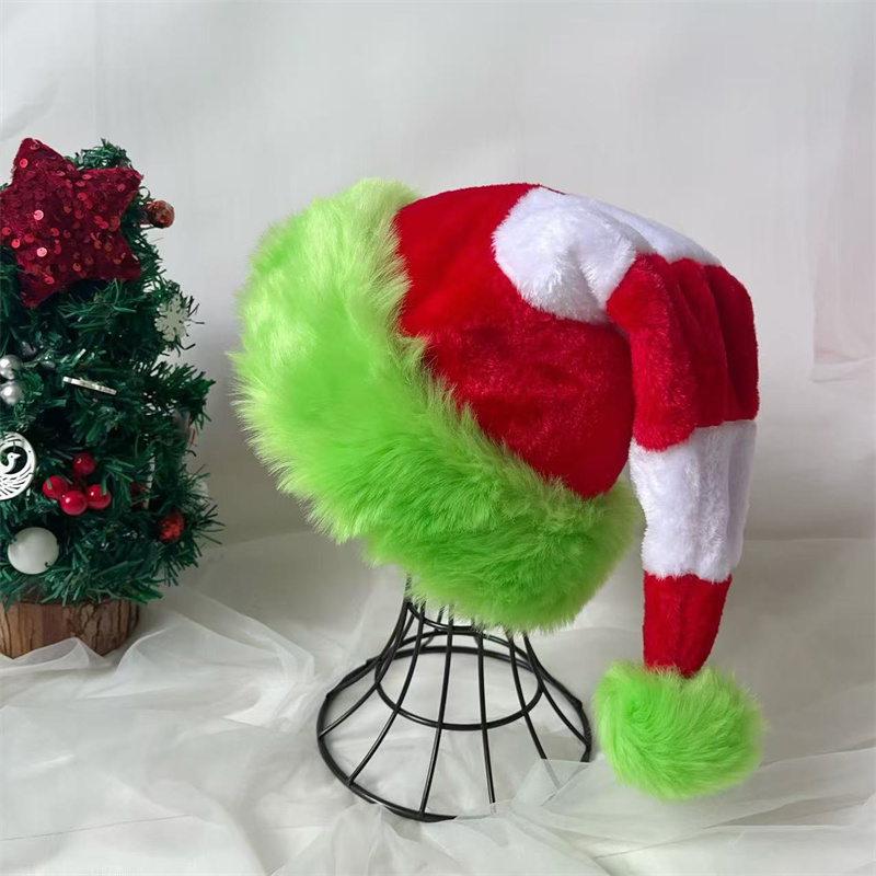 Santa Hat Plush - Gespleißte Weihnachtsmann-Mütze, Plüsch-Weihnachtsmütze, Unisex, Rote Mütze