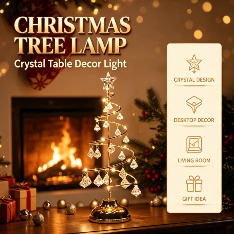 Star Tree Topper - Weihnachtsbaum-Tischlampe, Batteriebetriebene LED-Kristalltropfen-Dekorationsleuchte mit Sternspitze für