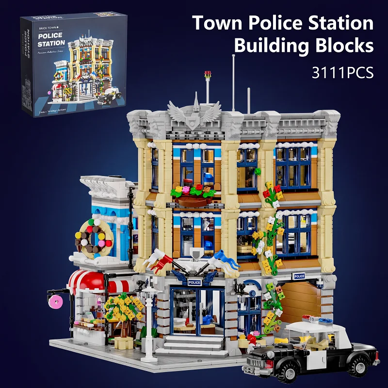 Lego Set City - Klemmbausteine Polizeistation mit 6 Figuren, modulare