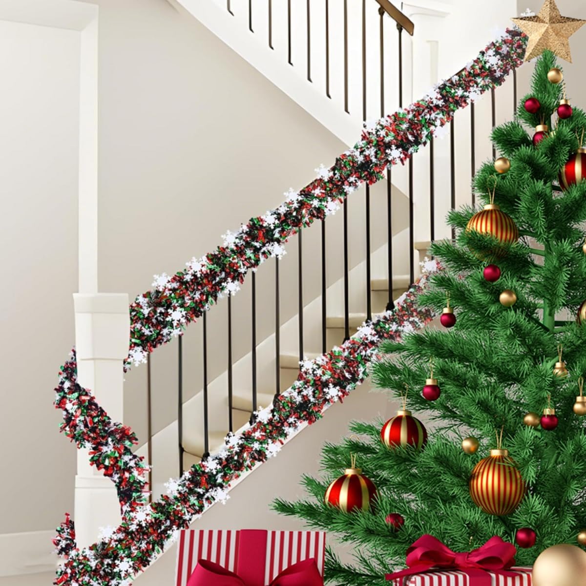 2 Meter Lange Grün-Rote Weihna – Tinsel Garland Decoration Bewertung und Preis
